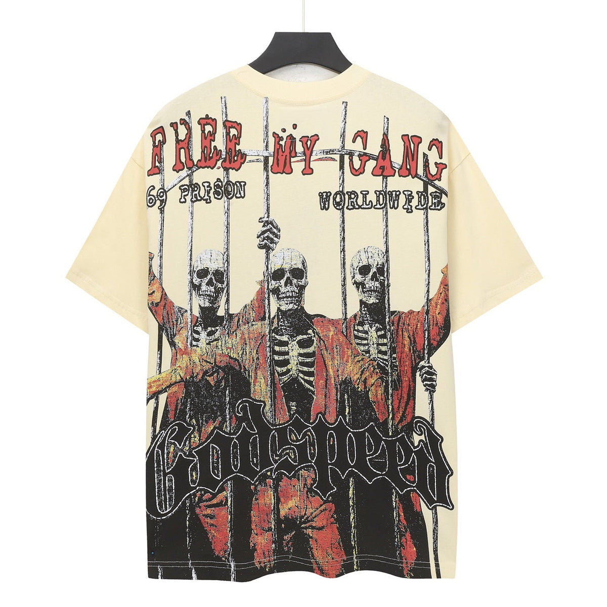 Godspeed Skeleton Prison Warden Short Sleeve Tee (Cream Yellow)