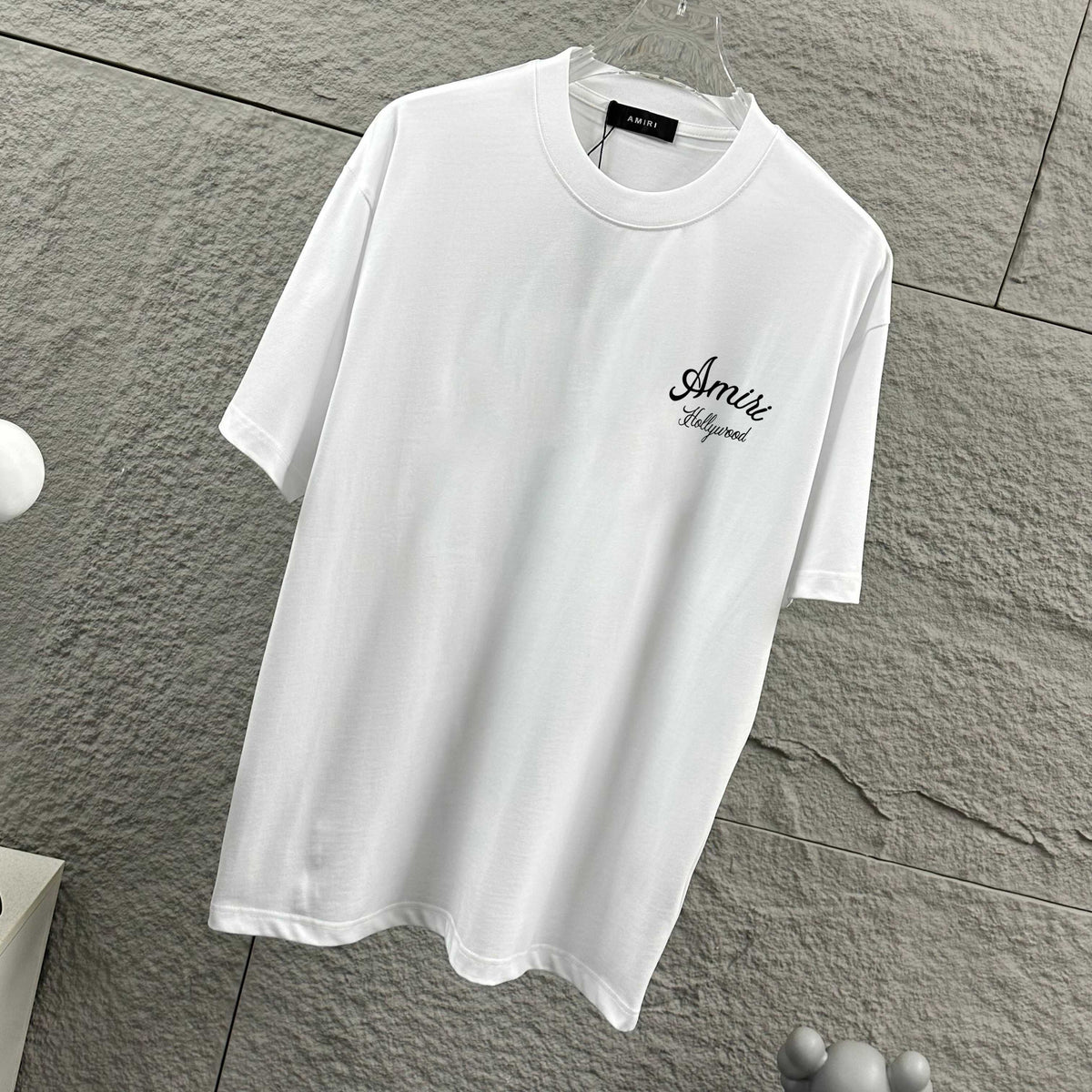 AMIRI Hollywood Cursive Back‑Print Crew‑Neck Short‑Sleeve T‑Shirt