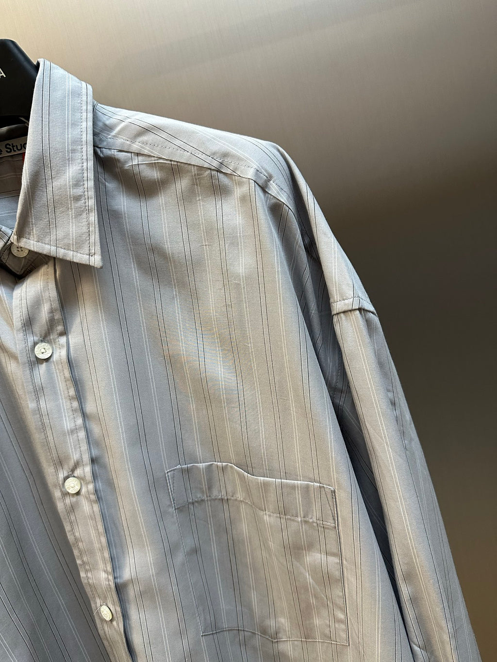Acne Studios Oversized Long‑Sleeve Vertical Stripe Button‑Up Shirt