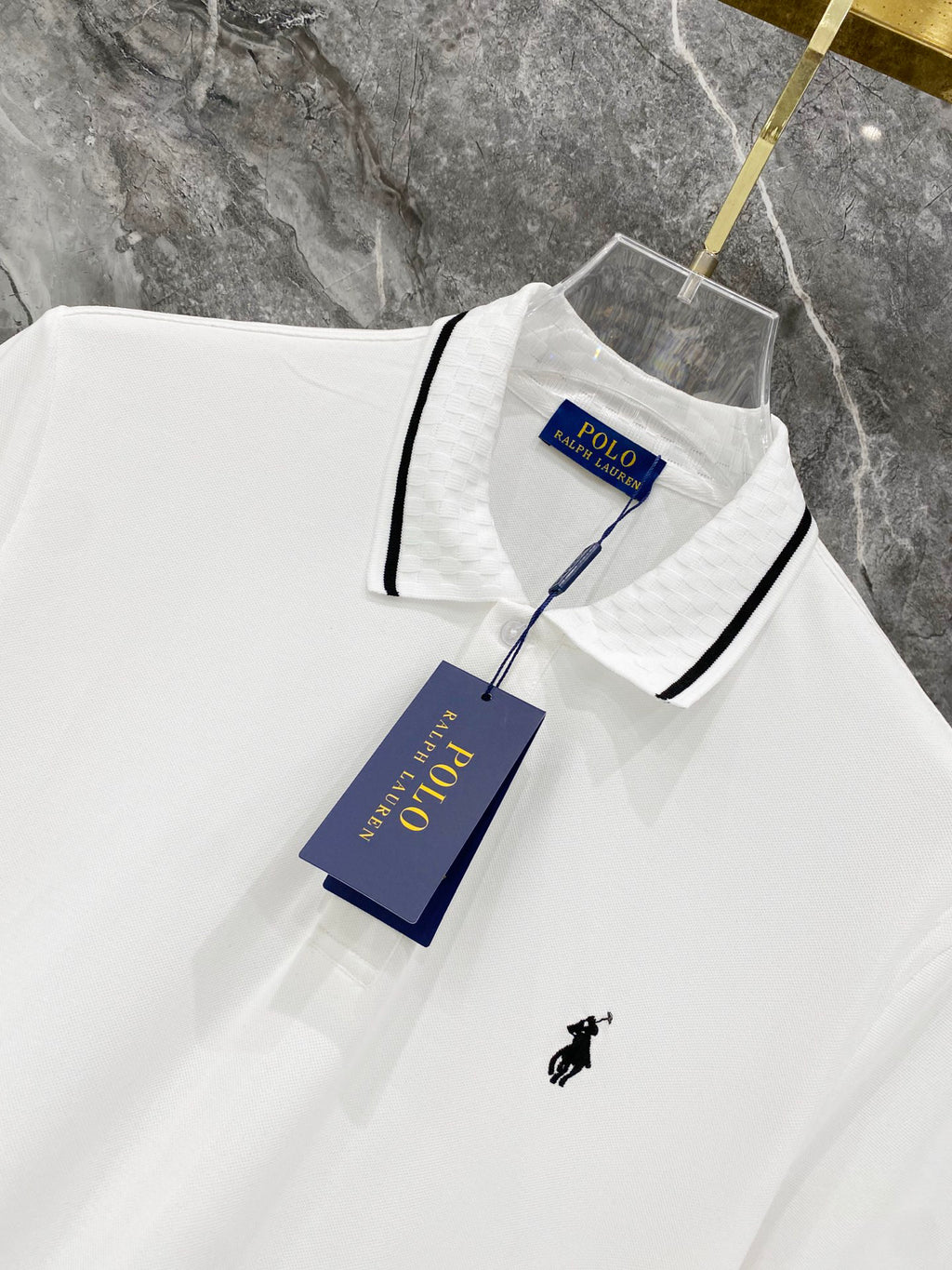 Ralph Lauren Men's Trim‑Detail Short‑Sleeve Piqué Polo Shirt With Black Pony Logo