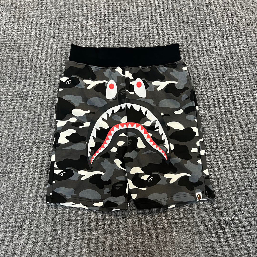 BAPE City Camo Ape Head Scatter Glow-in-the-Dark Shark Shorts - Gray / White