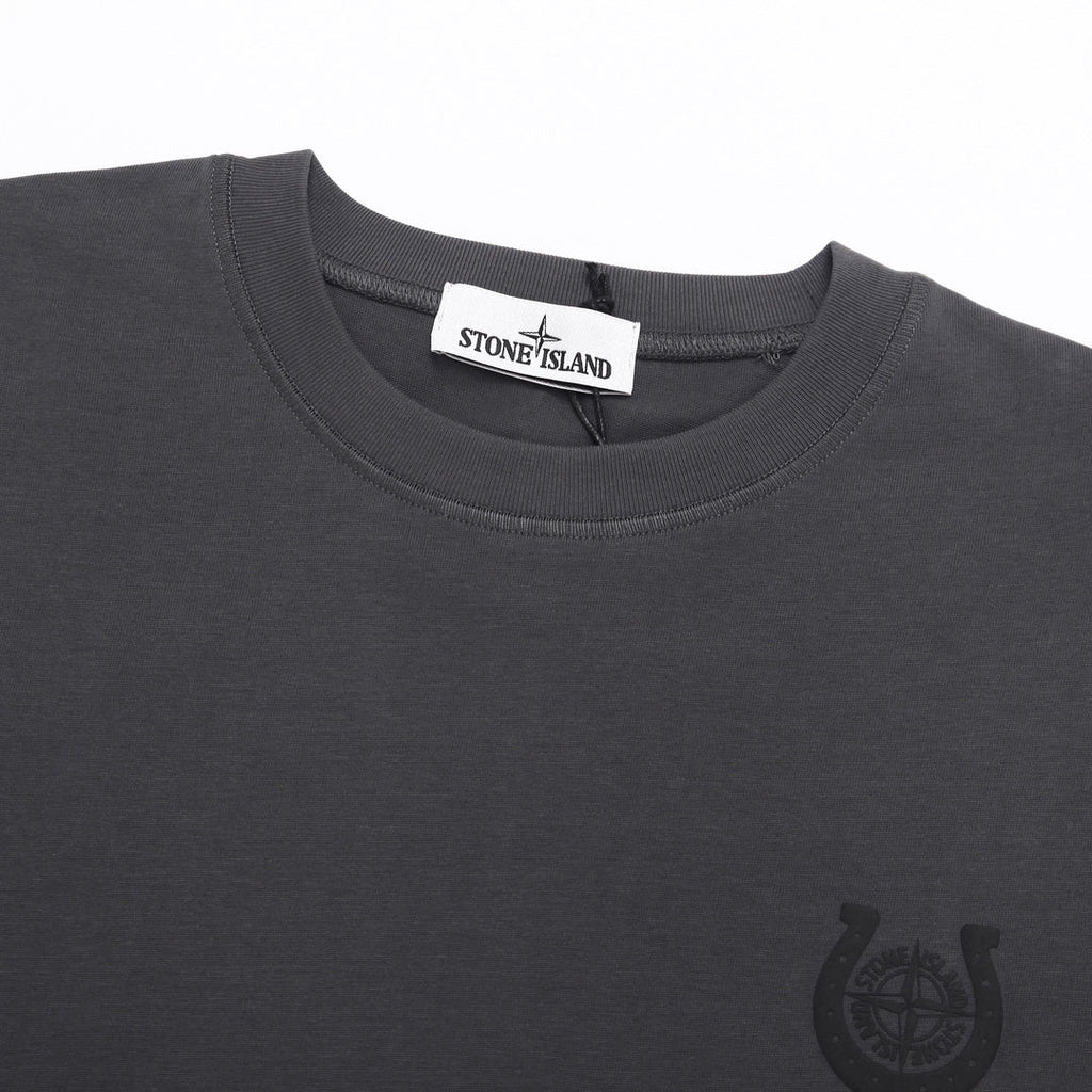 Stone Island Left Chest Horseshoe Compass Badge Print Crew Neck T-Shirt