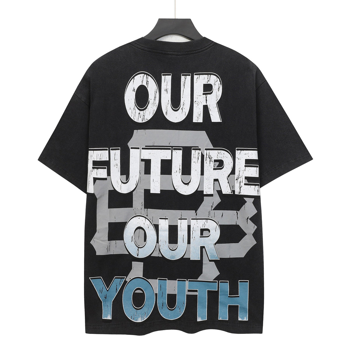 Godspeed Futuristic Sky Women Sci‑Fi Vintage Wash Short‑Sleeve Tee (Washed Black)
