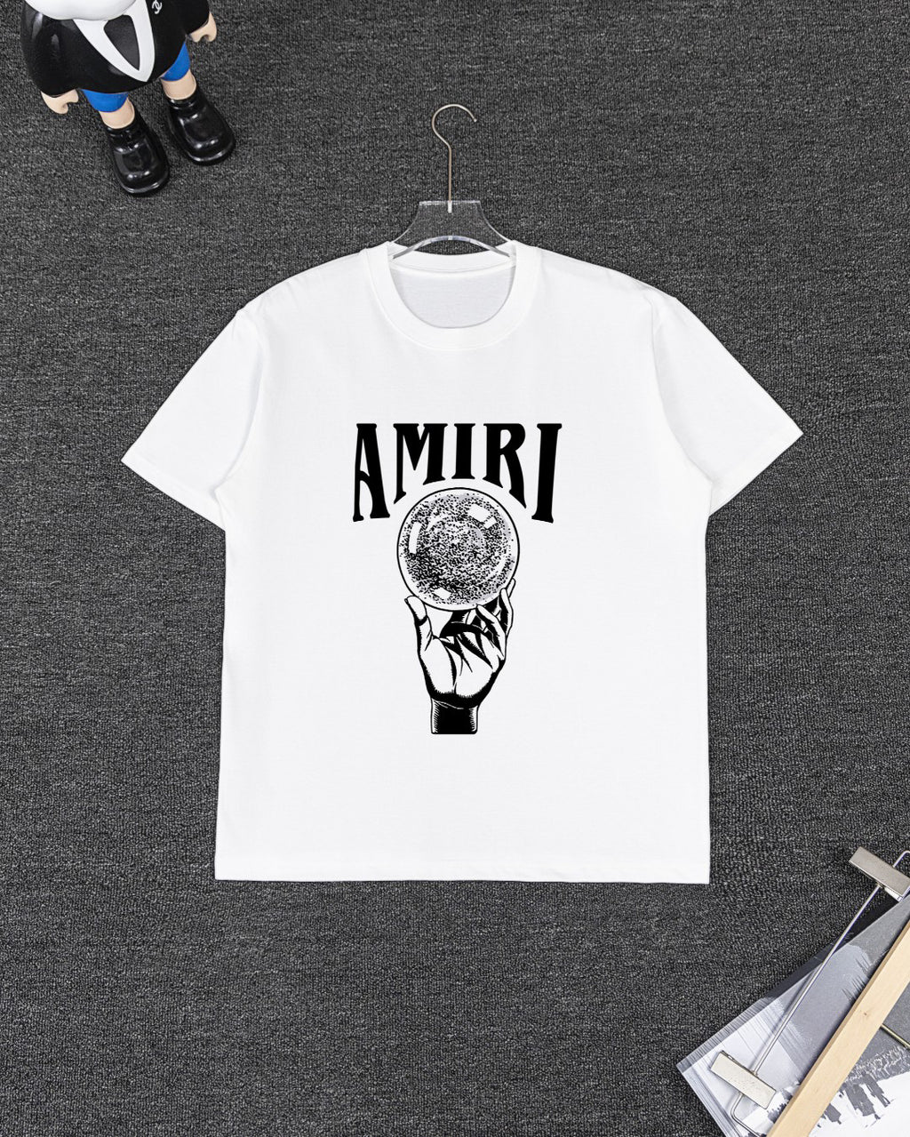 AMIRI Crystal‑Ball‑Hand Graphic Short‑Sleeve Tee & Drawstring Shorts Set