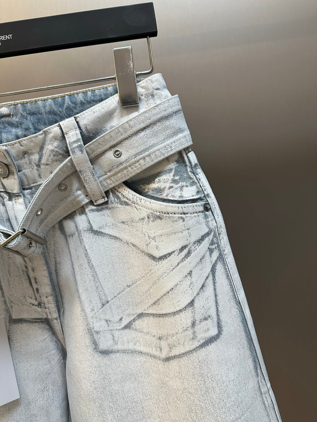 Acne Studios Belt‑Detail Wide‑Leg Denim Jeans