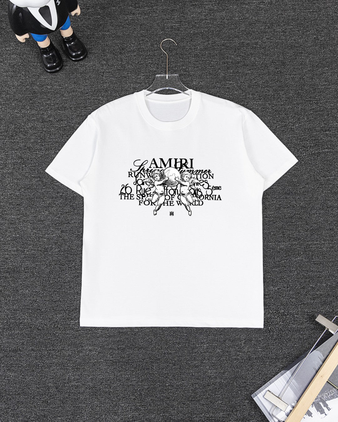 Amiri Angel Art Graphic Short‑Sleeve T‑Shirt & Drawstring Shorts Two‑Piece Set