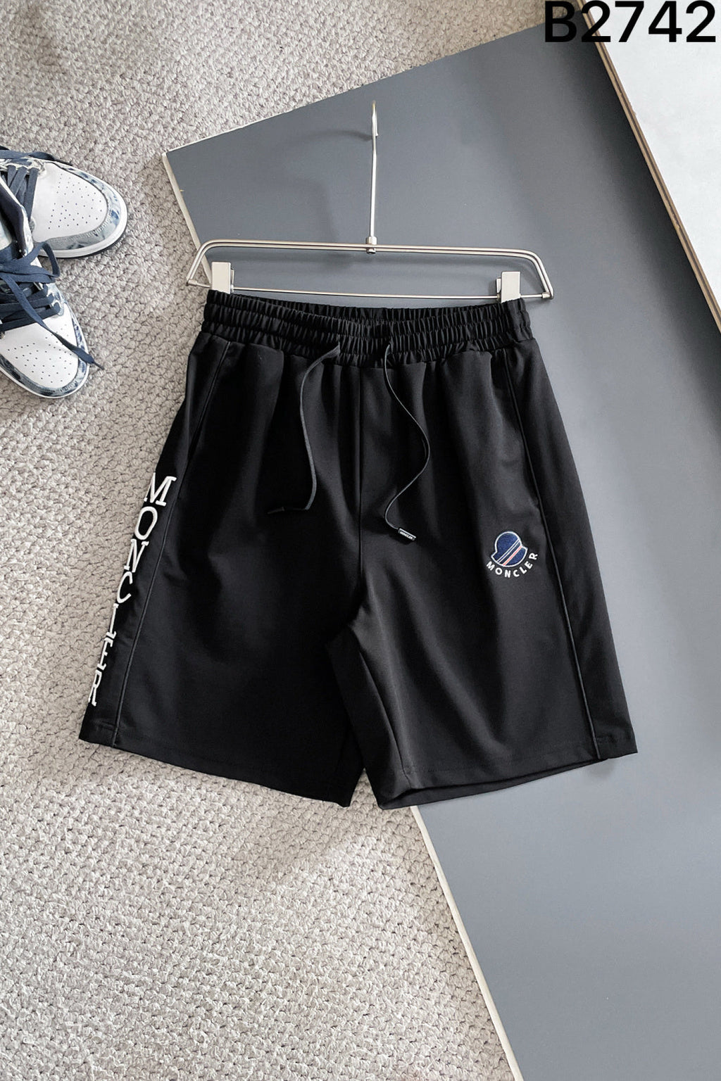Moncler Logo Embroidered Drawstring Shorts White