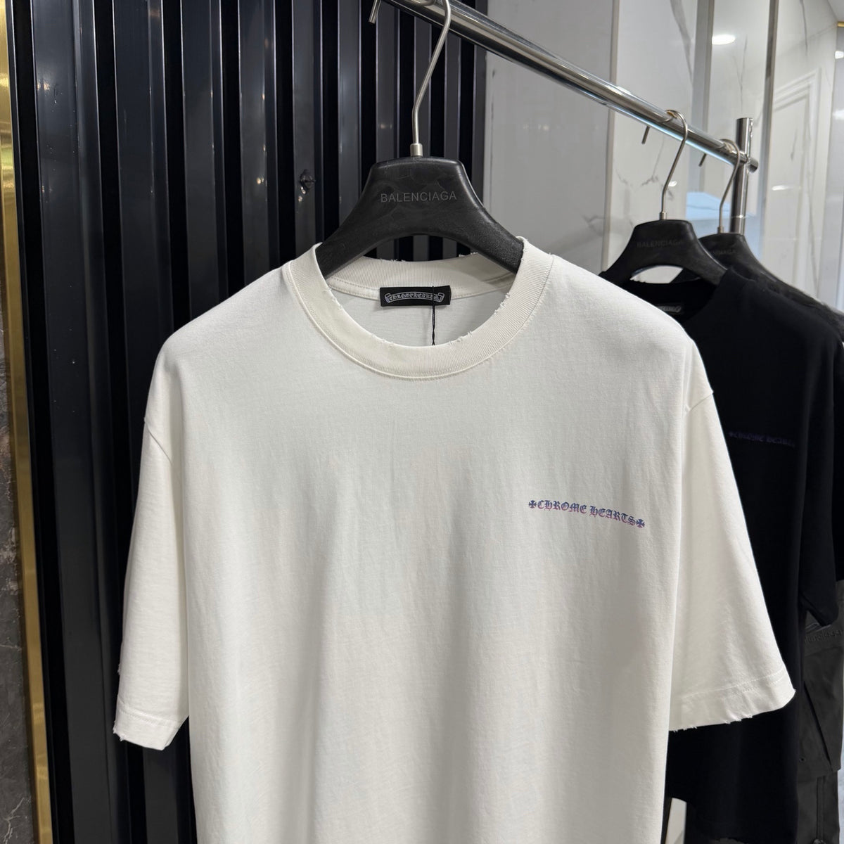 Chrome Hearts Gradient‑Script Distressed‑Trim Oversized Crew‑Neck T‑Shirt