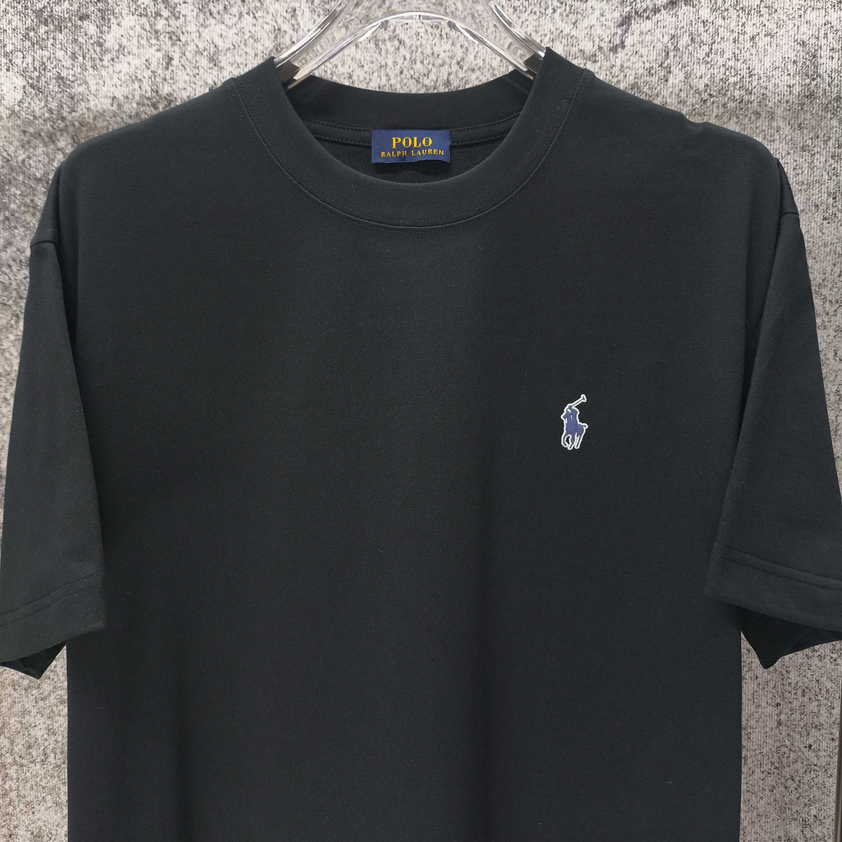 Men's Crew‑Neck Short‑Sleeve T‑Shirt with Small Blue Pony Embroidery