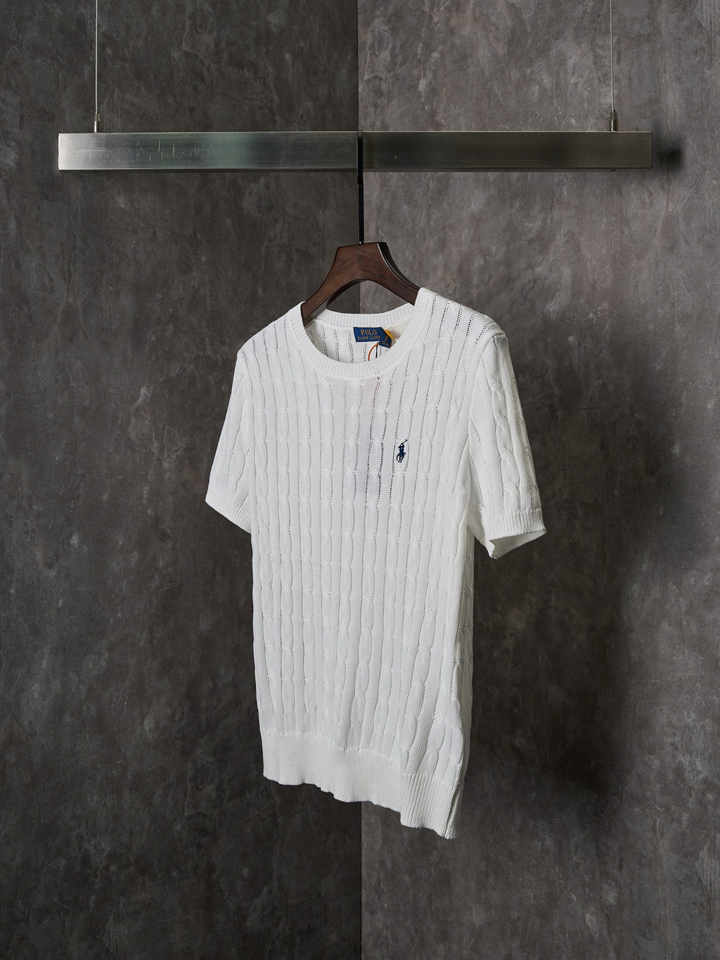 Ralph Lauren Men's Cable‑Knit Crew‑Neck Short‑Sleeve Sweater