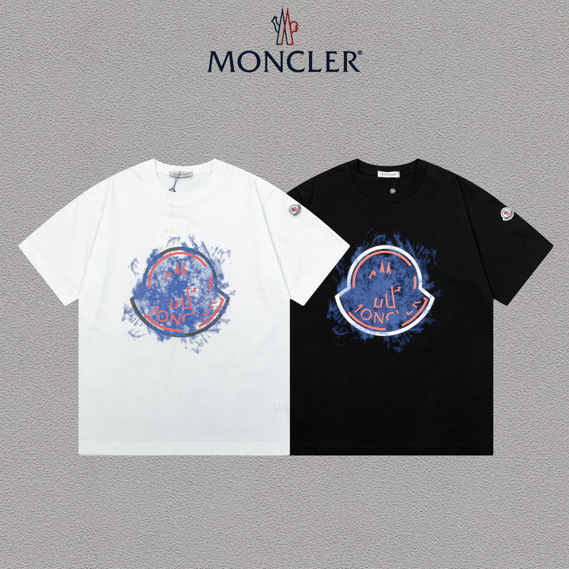 Moncler Watercolor Graffiti Logo Graphic Tee White