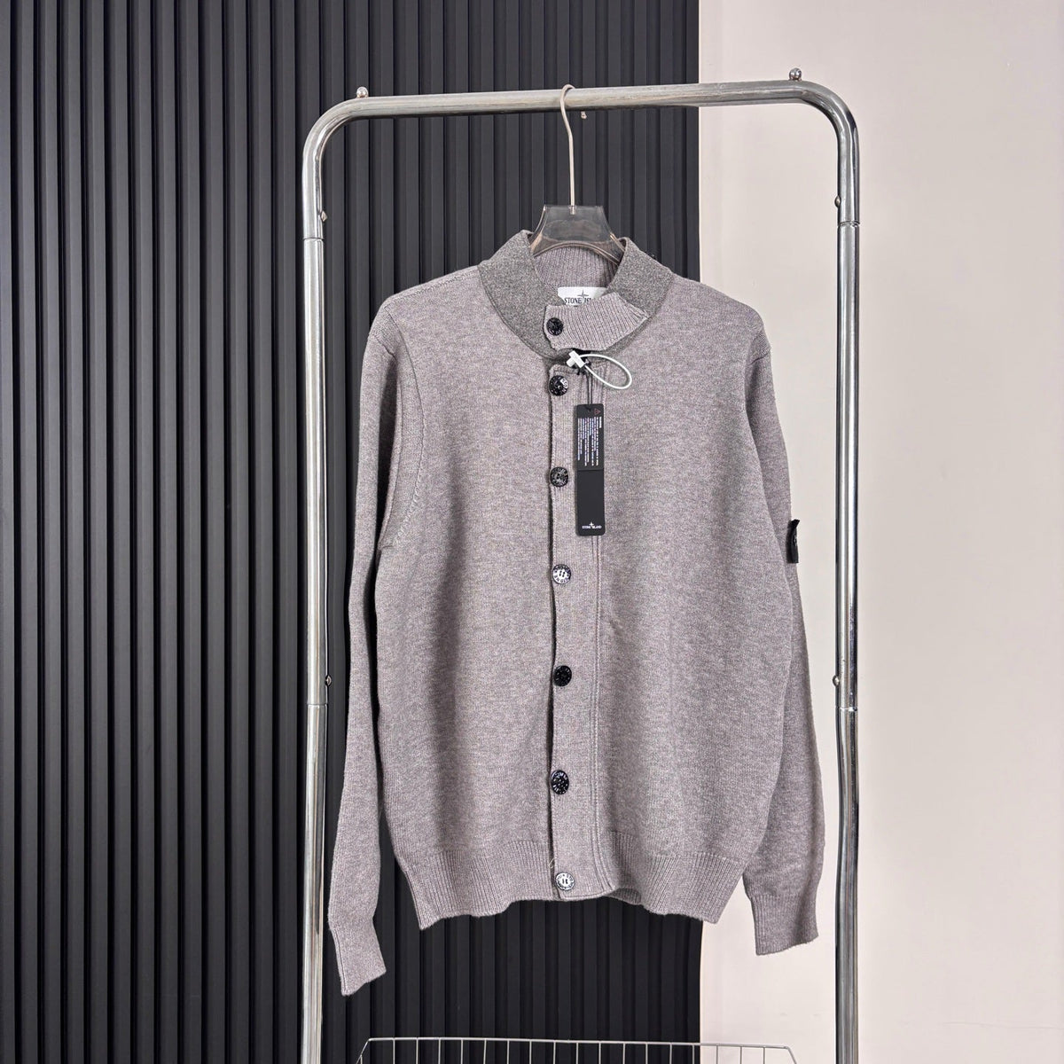 Stone Island Button-Front Knit Cardigan with Compass Badge