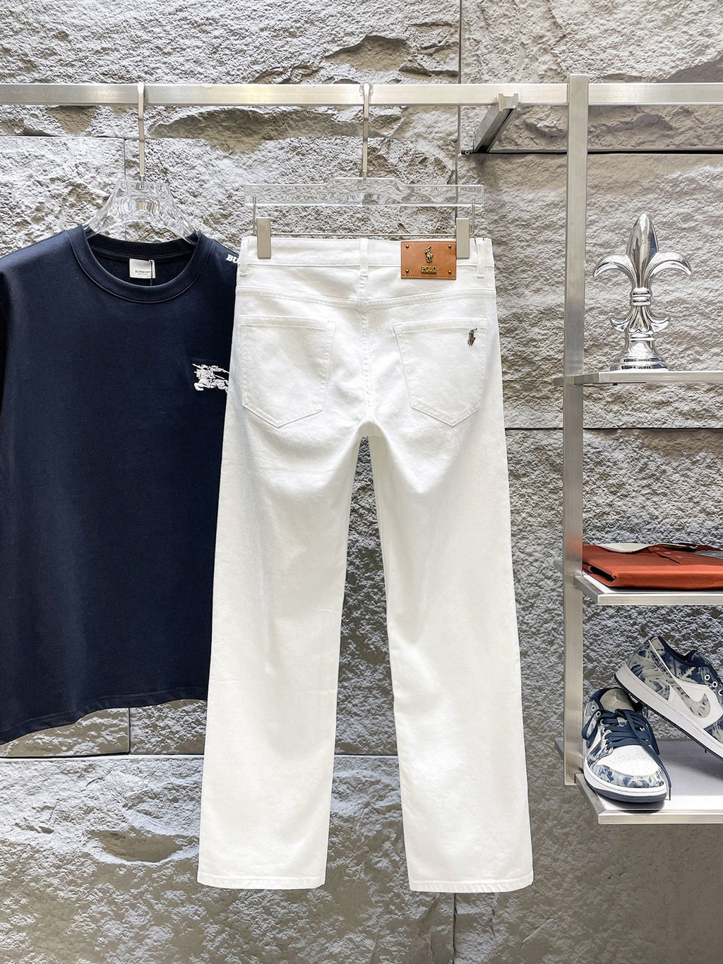 Ralph Lauren Men's White Wide‑Leg Denim Pants