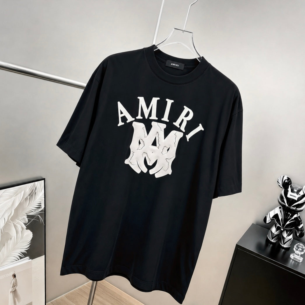AMIRI Cracked MA Logo Graphic Short‑Sleeve Tee