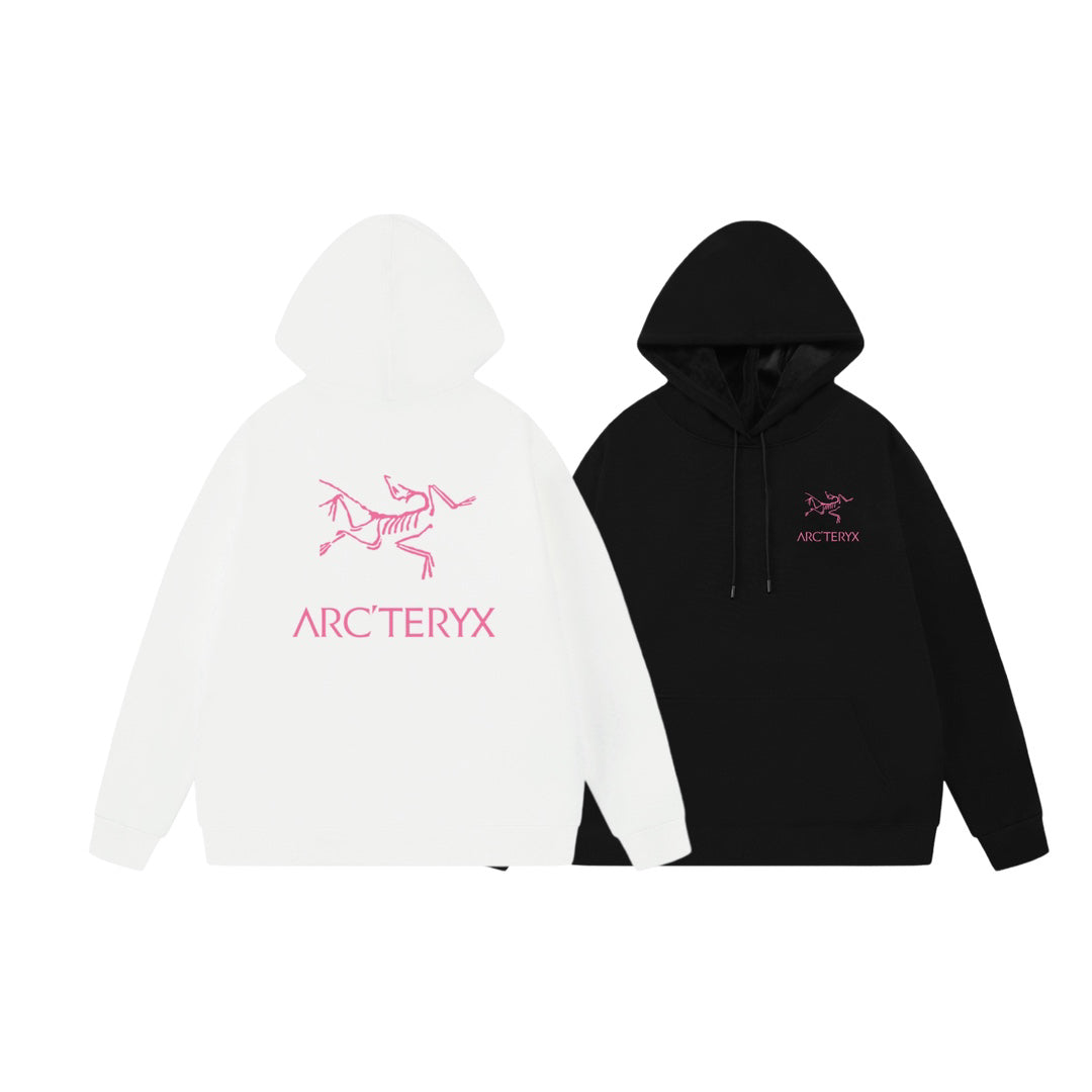 Arc'teryx Pink Logo Print Oversized Fleece-Lined Hoodie