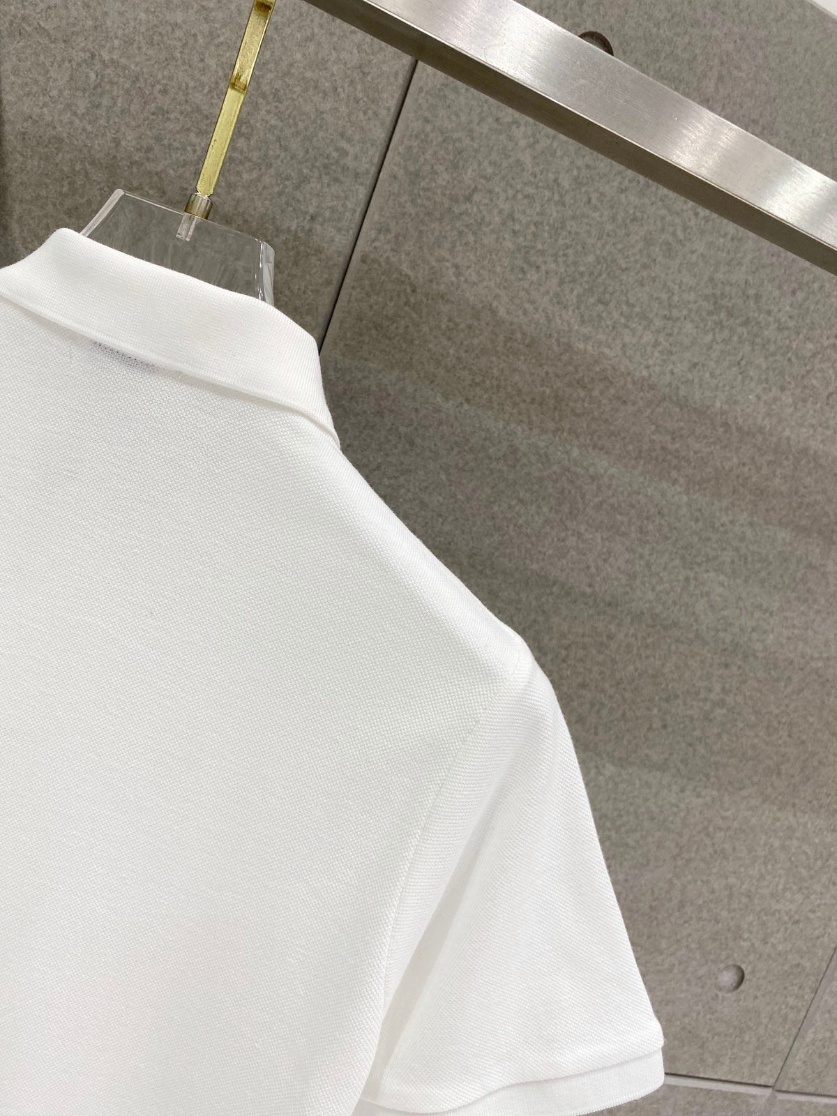 Men's Pique Short‑Sleeve Polo Shirt Small Horse Embroidery Solid White Casual Top