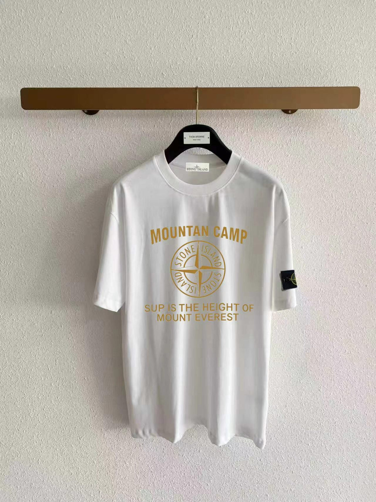 Stone Island "Mountan Camp" Compass Rose Gold Print T-Shirt