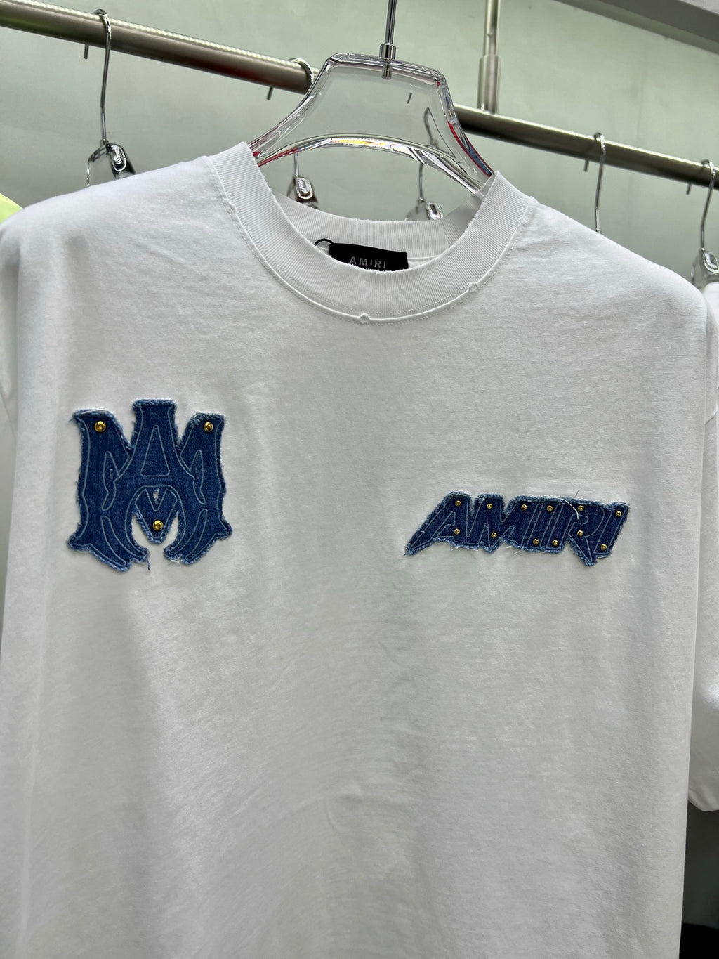 AMIRI Denim Patch MA Logo Short-Sleeve Crew Neck T-Shirt