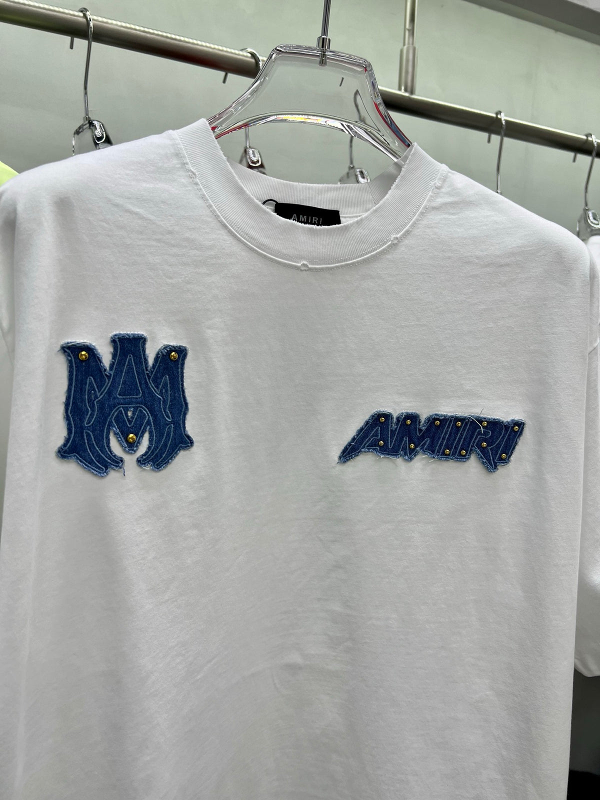 AMIRI Denim Patch MA Logo Short-Sleeve Crew Neck T-Shirt