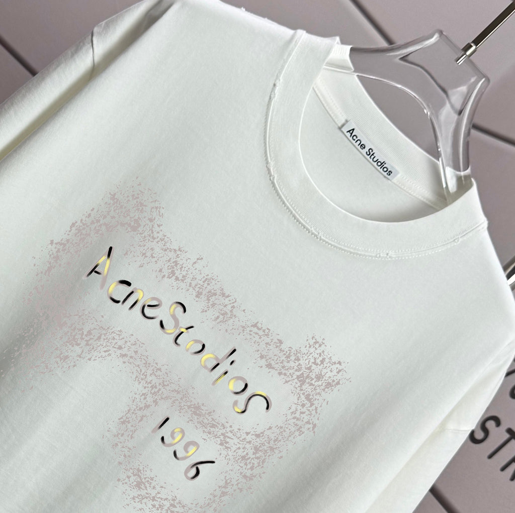 Acne Studios Back Circular‑Print T‑Shirt, Off‑White