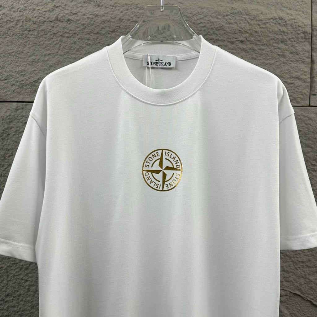 Stone Island Spring–Summer 2026 T-Shirt - Gold Foil Compass Badge at Centre Chest