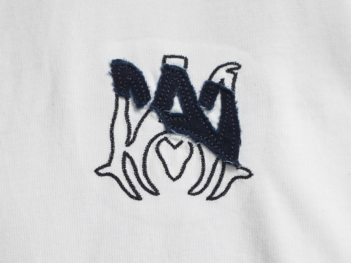 AMIRI MA Heart Motif Crew Neck Short‑Sleeve T‑Shirt