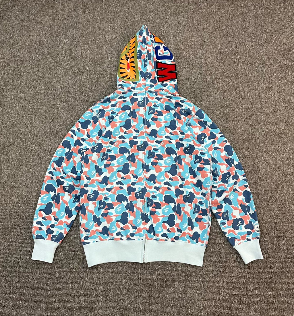 BAPE PA Series Coral Blue ABC Camo Shark Full-Zip Hoodie - Hangzhou City Limited