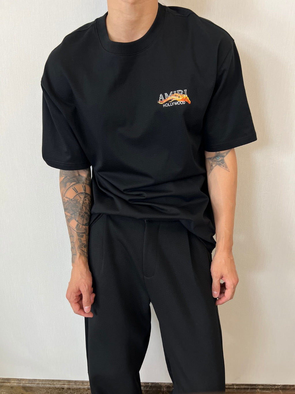Amiri Hollywood Small Chest Graphic Crew‑Neck Short‑Sleeve T‑Shirt