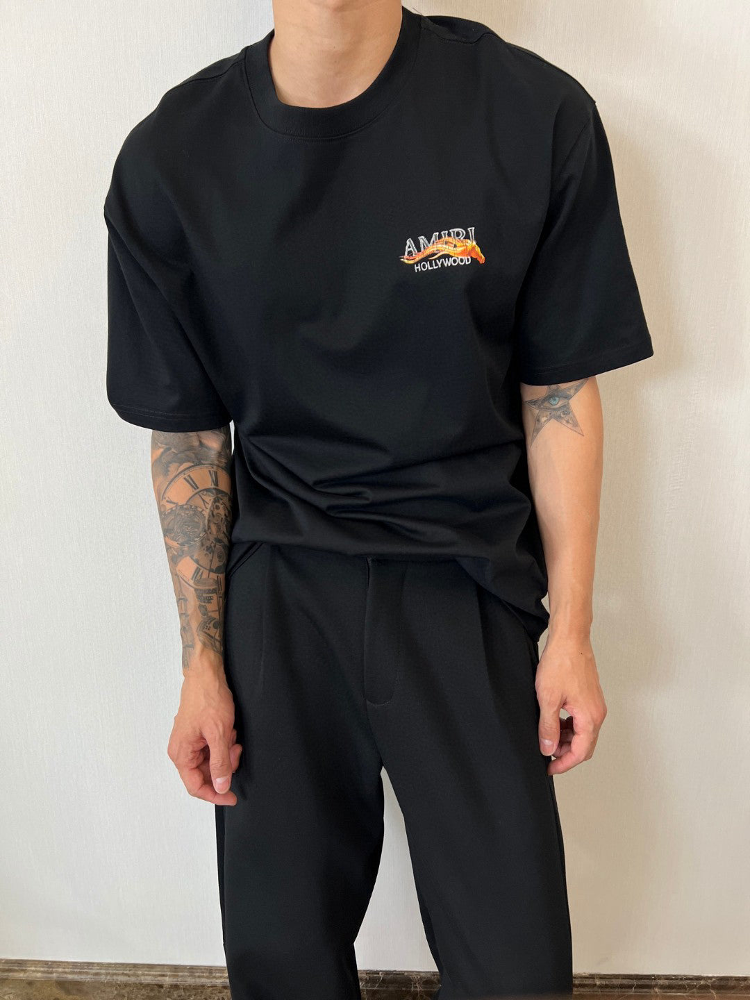 Amiri Hollywood Small Chest Graphic Crew‑Neck Short‑Sleeve T‑Shirt