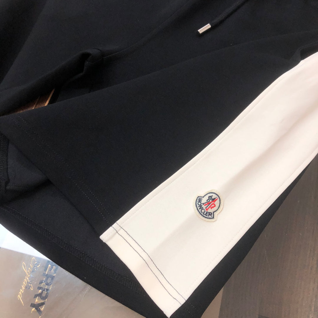 Moncler Side Stripe Knit Shorts Black