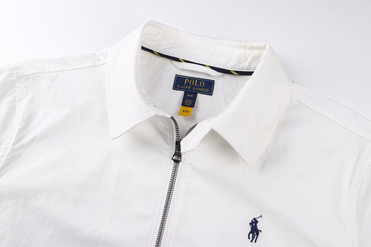 Polo Ralph Lauren Men’s Zip‑Up Harrington Jacket With Navy Pony Embroidery