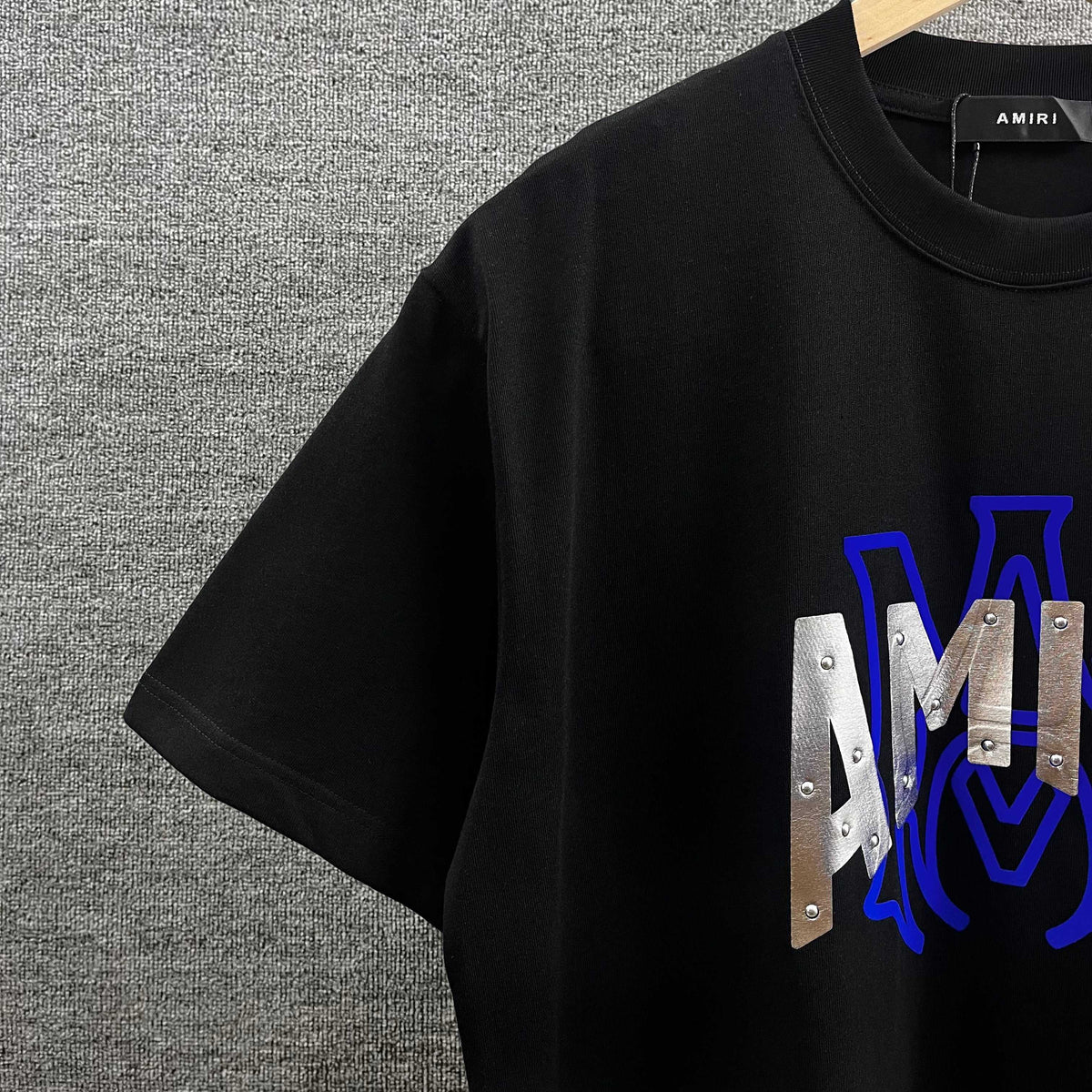 AMIRI Layered Metallic‑Effect Letter Graphic Short‑Sleeve Tee