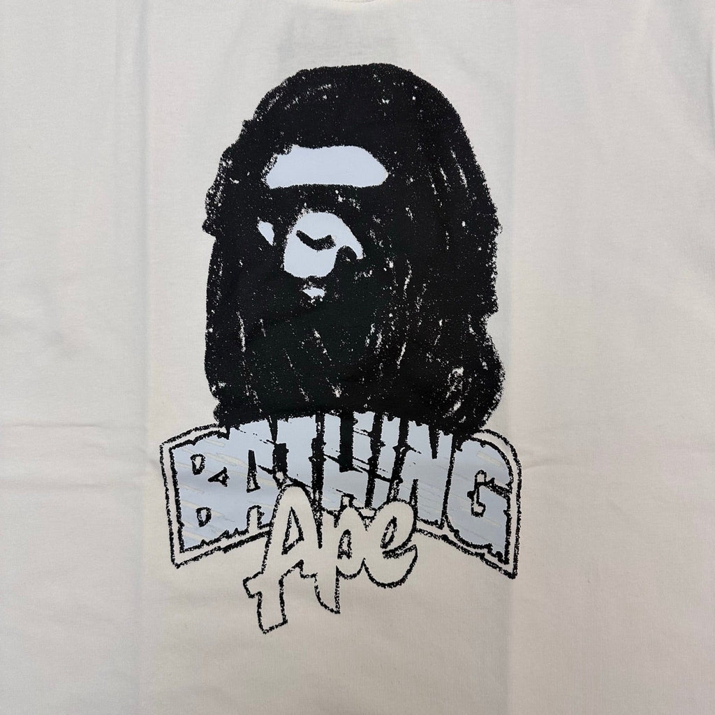 BAPE FW25 Hand-Drawn Graffiti Ape Head T-Shirt - White / Black