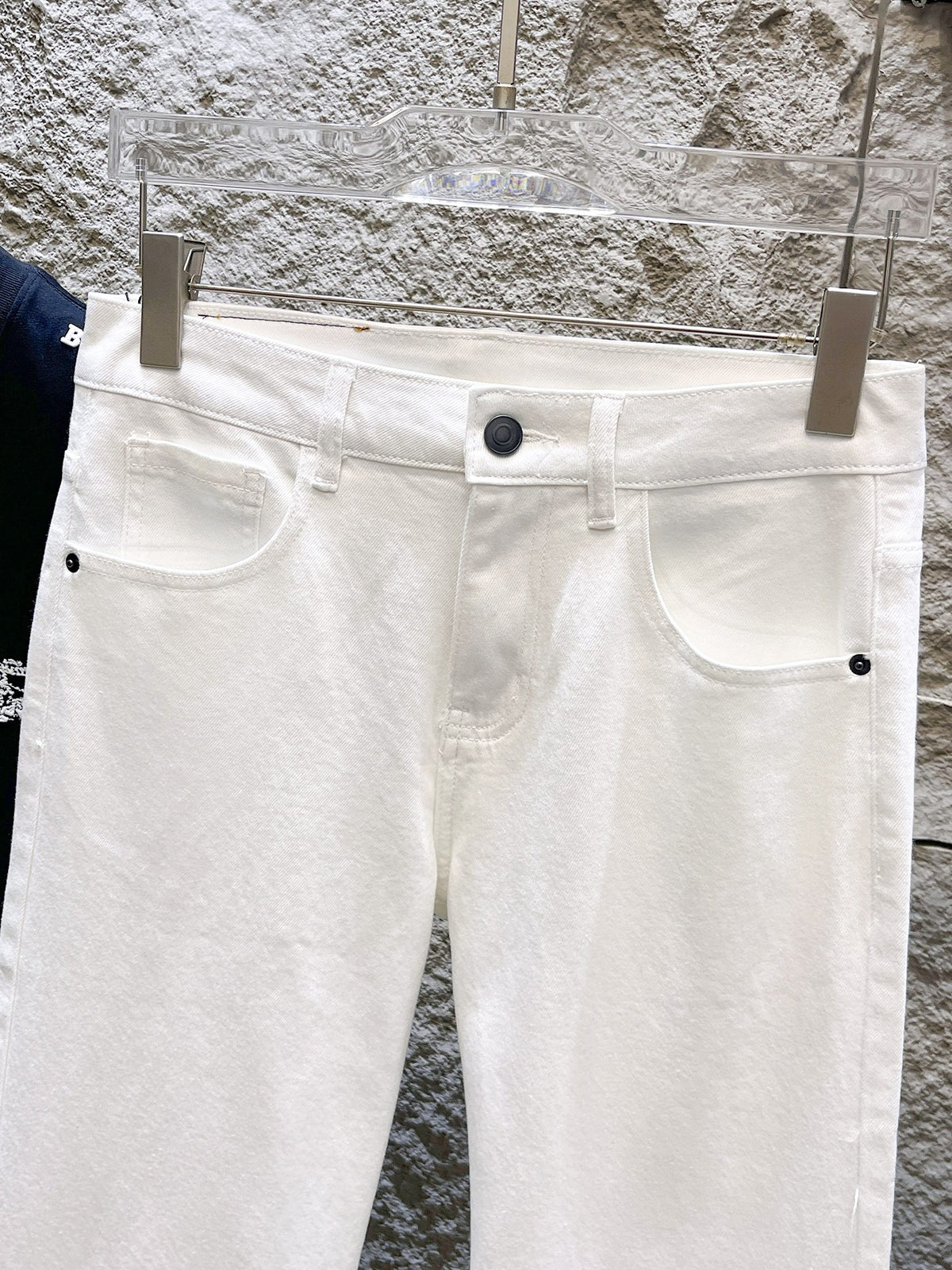 Ralph Lauren Men's White Wide‑Leg Denim Pants