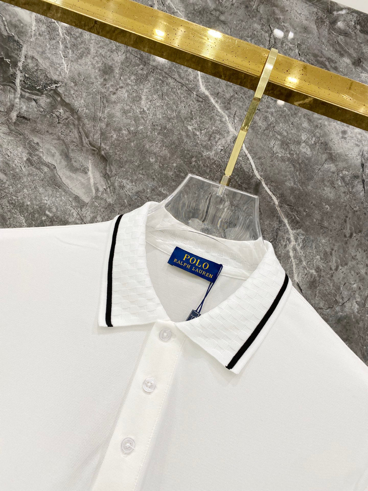 Ralph Lauren Men's Trim‑Detail Short‑Sleeve Piqué Polo Shirt With Black Pony Logo