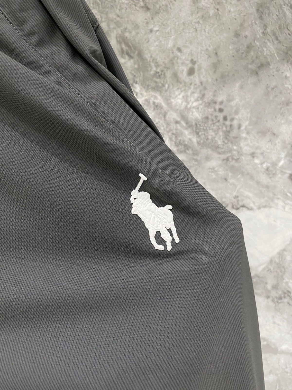 Men's Quick‑Dry Drawstring Casual Pants Horse Embroidery Elastic Waist Trousers With Zipper Pockets