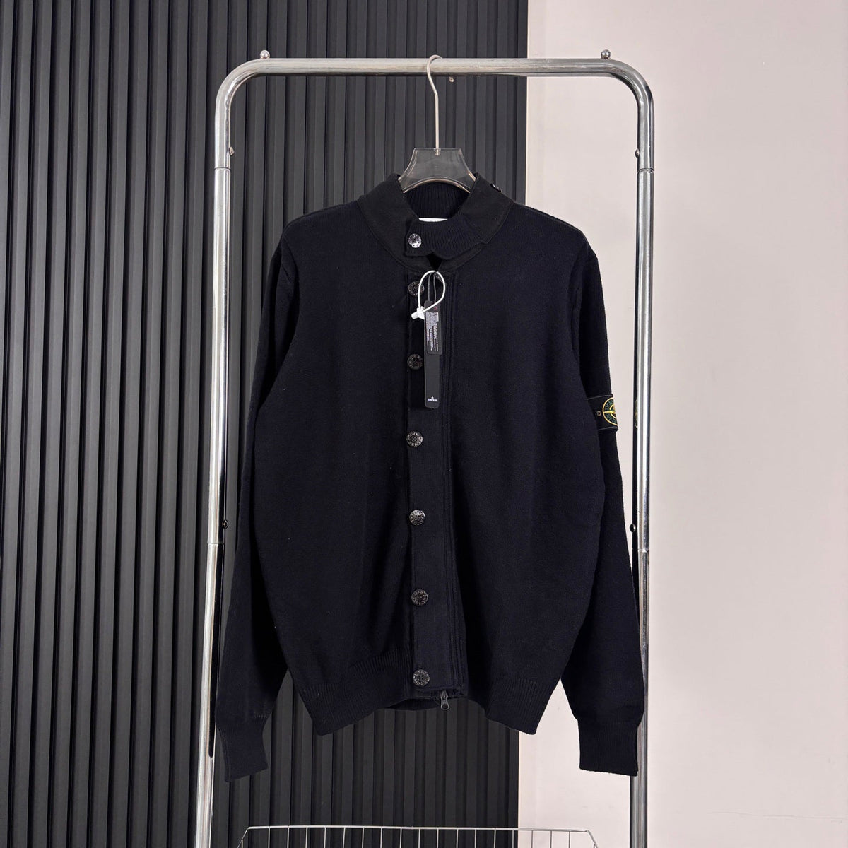Stone Island Button-Front Knit Cardigan with Compass Badge