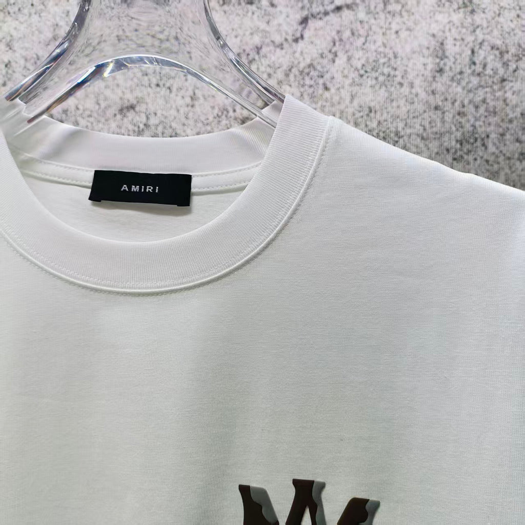 AMIRI Two‑Tone MA Monogram Chest Graphic Short‑Sleeve Tee