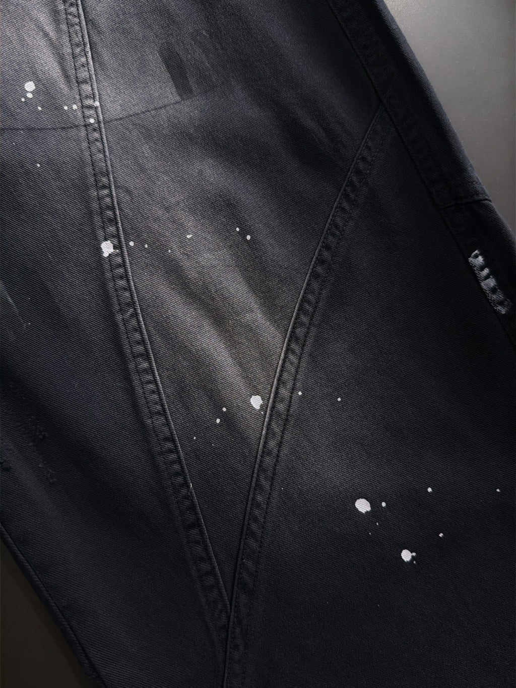 Men's Splatter Paint Wide‑Leg Casual Pants, Elastic Drawstring Waist Rider Embroidery Trousers