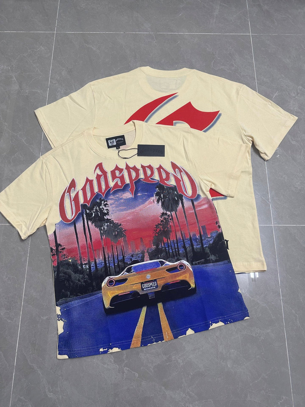 Godspeed LA Supercar Highway Short Sleeve Tee (Cream Yellow)
