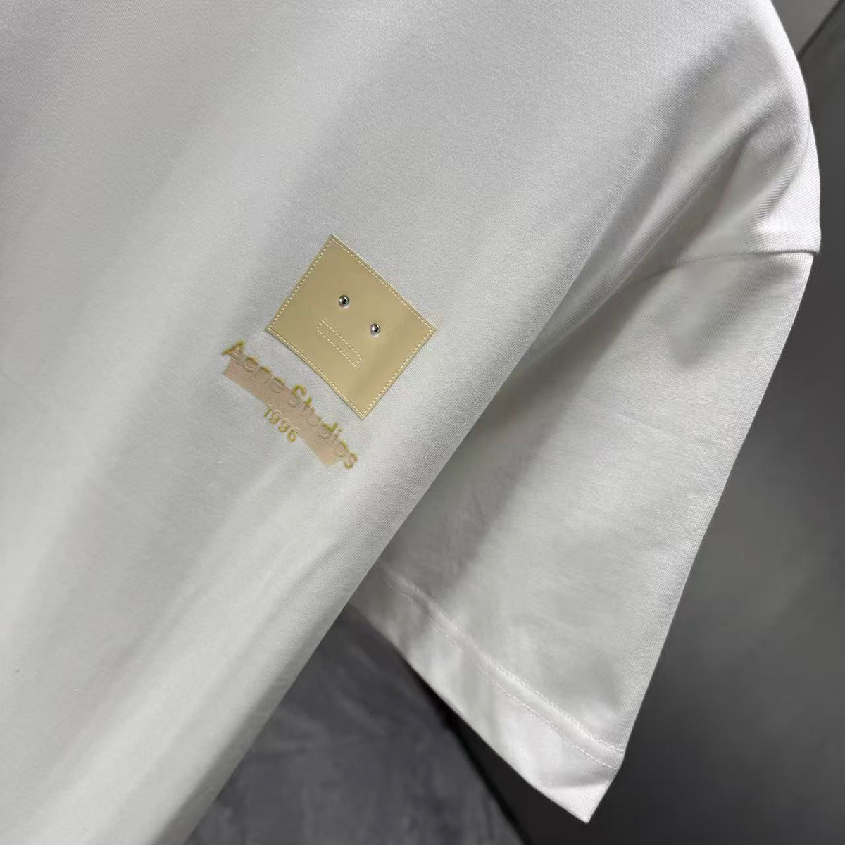 Acne Studios Square‑Face Patch 1996 Graphic Crew‑Neck Short‑Sleeve T‑Shirt