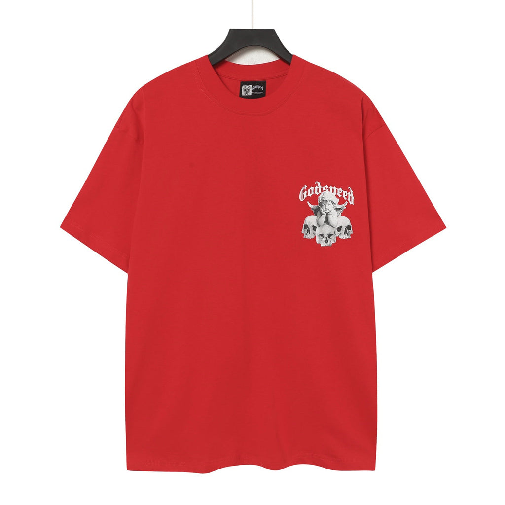 Godspeed Cherub Skull Red Vintage Graphic Tee