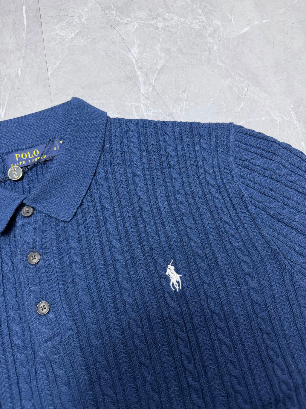 Ralph Lauren Men's Cable‑Knit Short‑Sleeve Polo Shirt