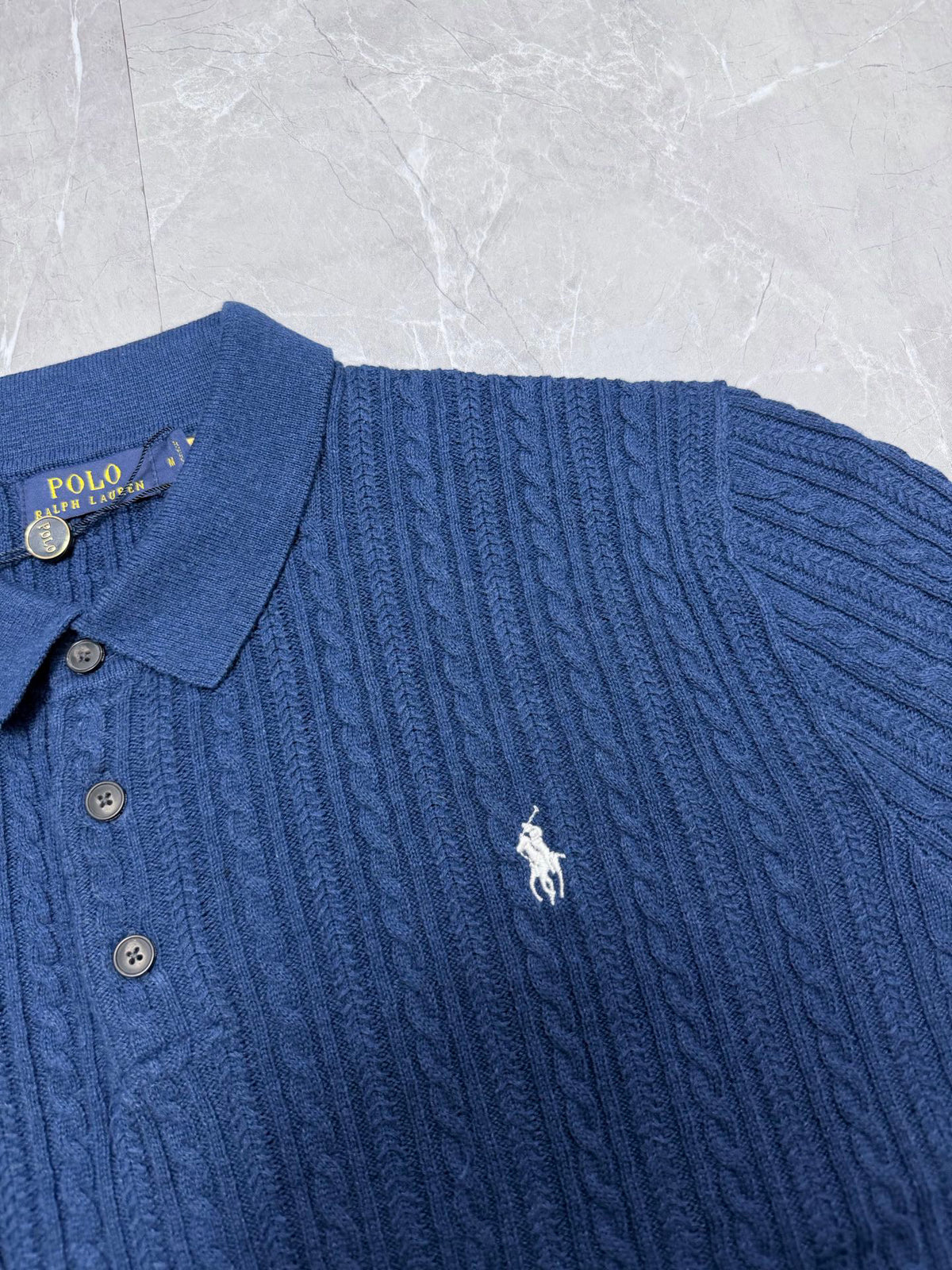 Ralph Lauren Men's Cable‑Knit Short‑Sleeve Polo Shirt