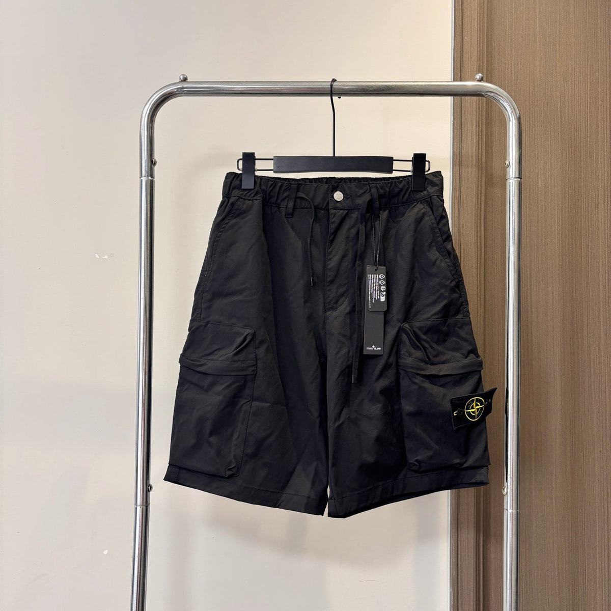 Stone Island Technical Nylon Cargo Shorts with Large Bellows Pockets and Compass Badge