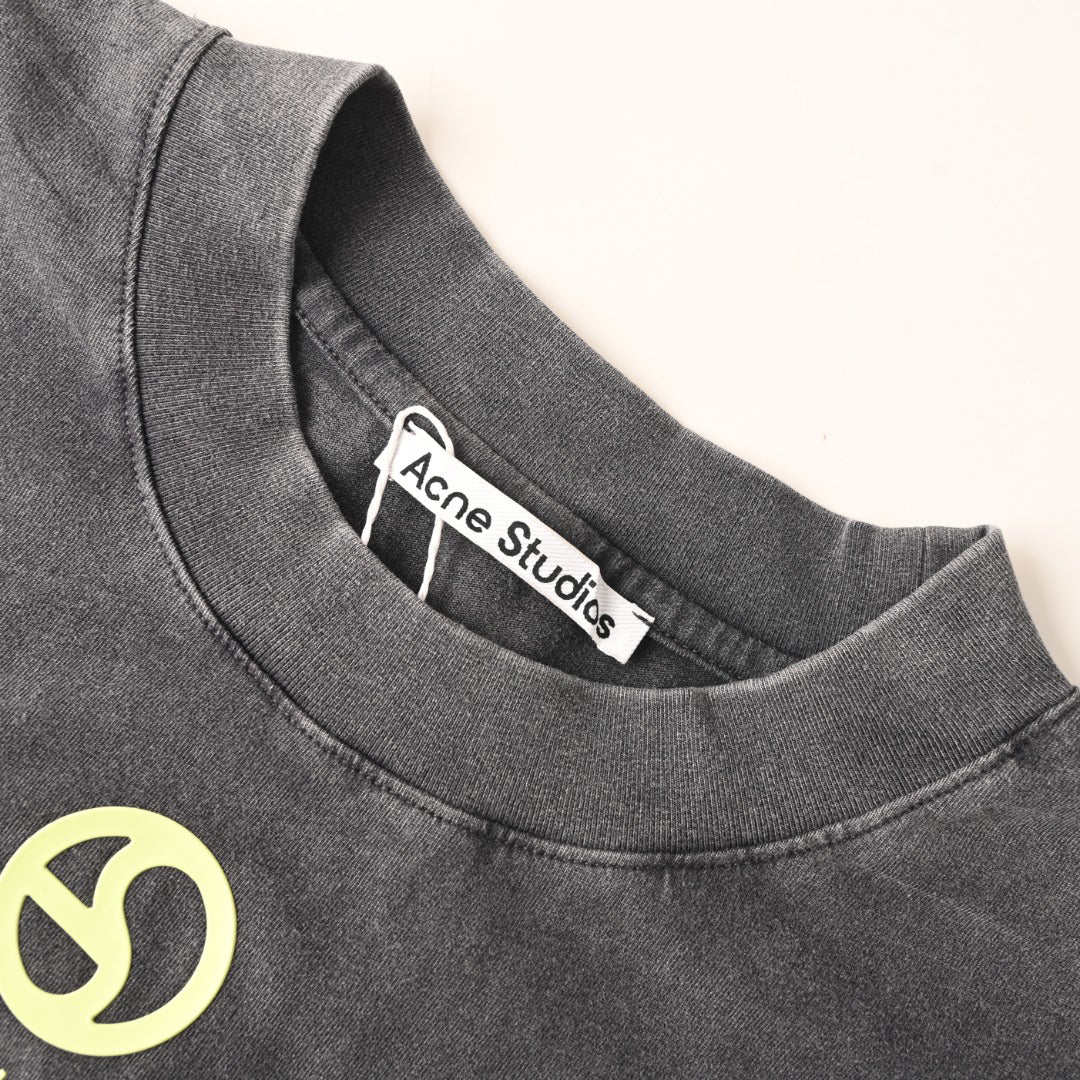 Acne Studios Circular‑Symbol Vintage‑Wash Oversized Crew‑Neck T‑Shirt
