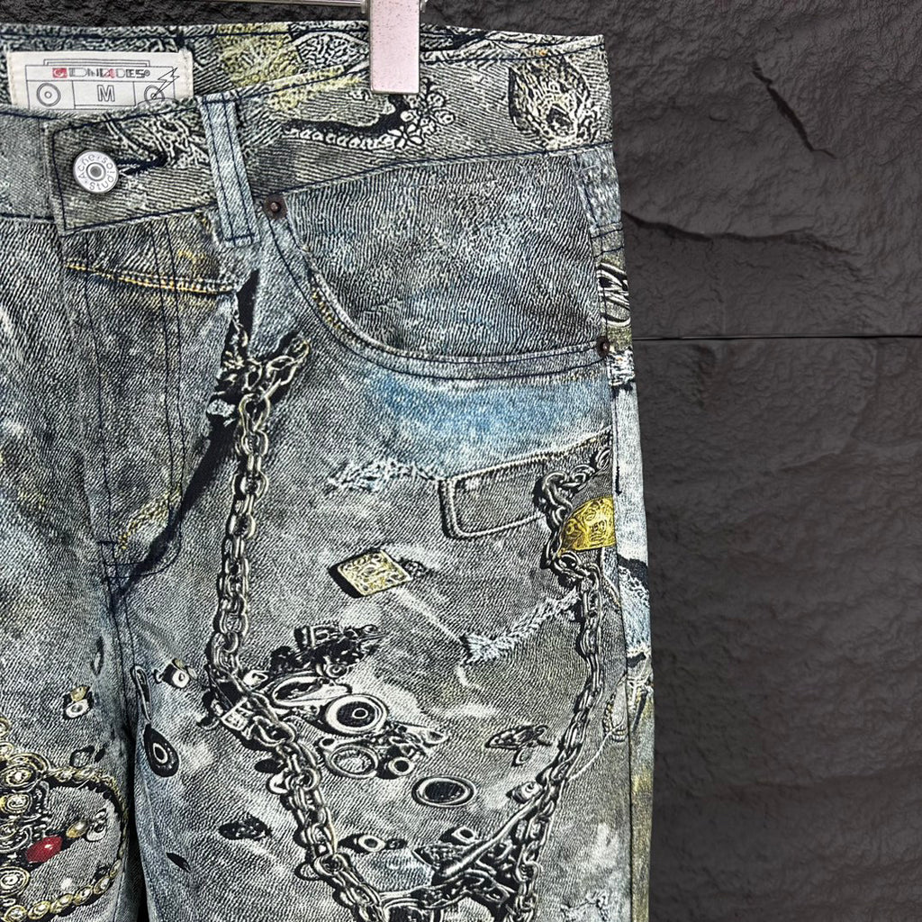 Acne Studios Ornate Chain‑Print Straight‑Leg Jeans
