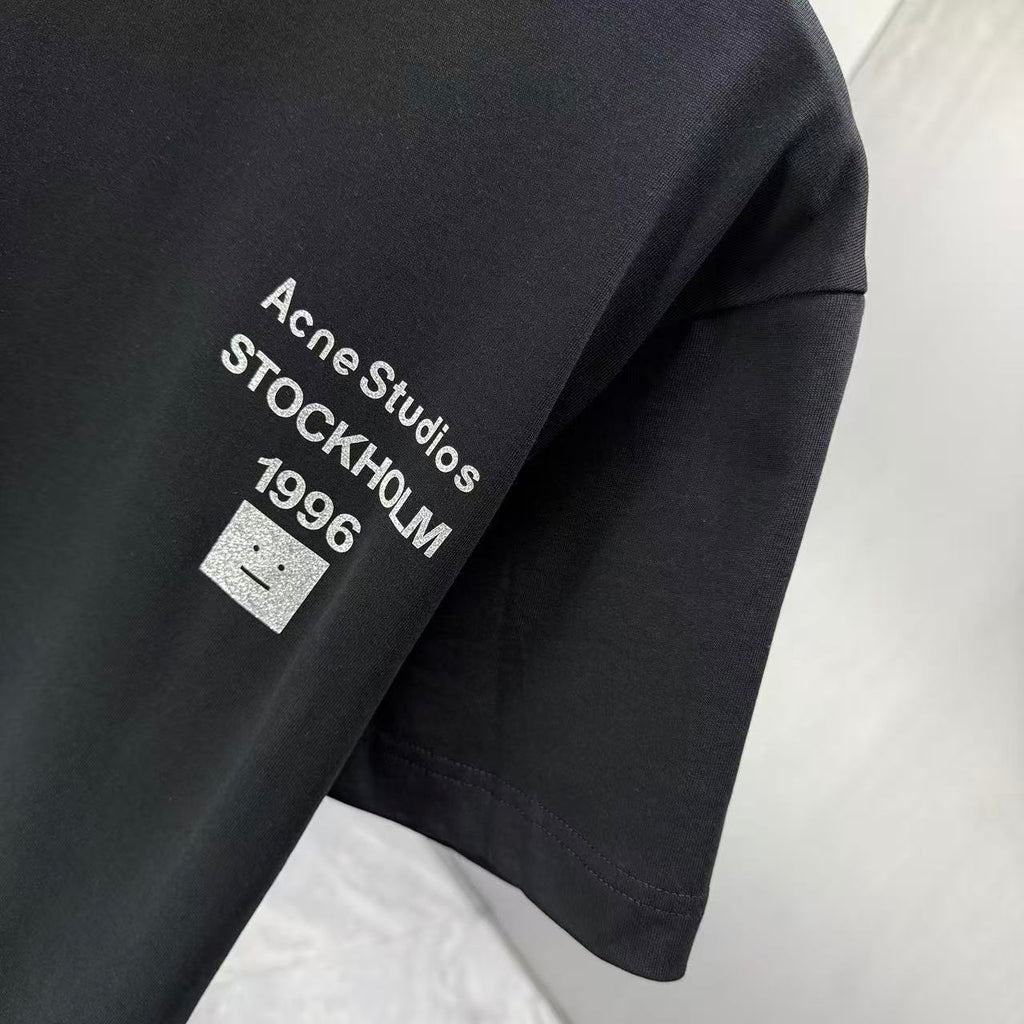 Acne Studios Stockholm 1996 Square‑Face Graphic Crew‑Neck Short‑Sleeve T‑Shirt