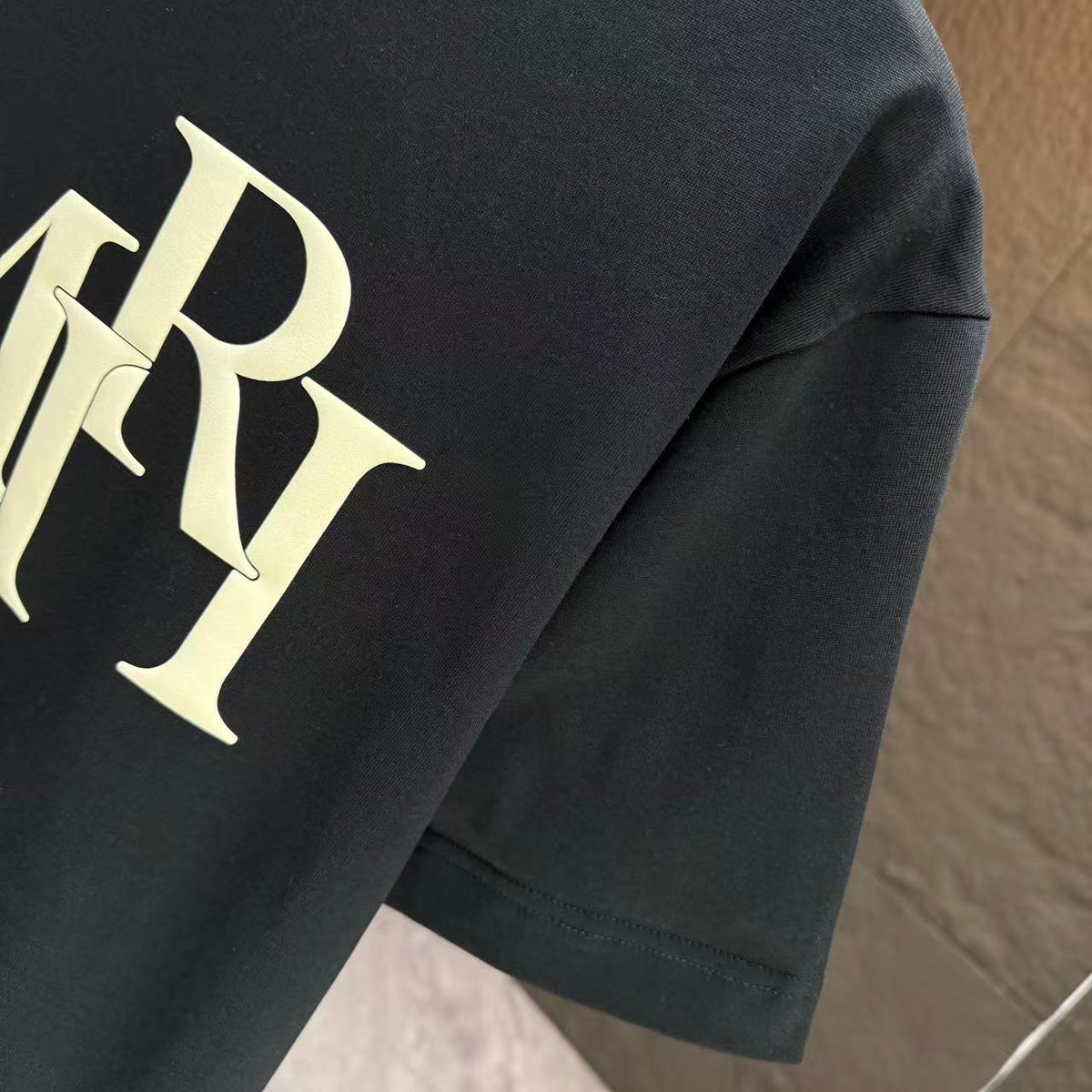 AMIRI Overlapped Stacked Logo Crew‑Neck Short‑Sleeve T‑Shirt