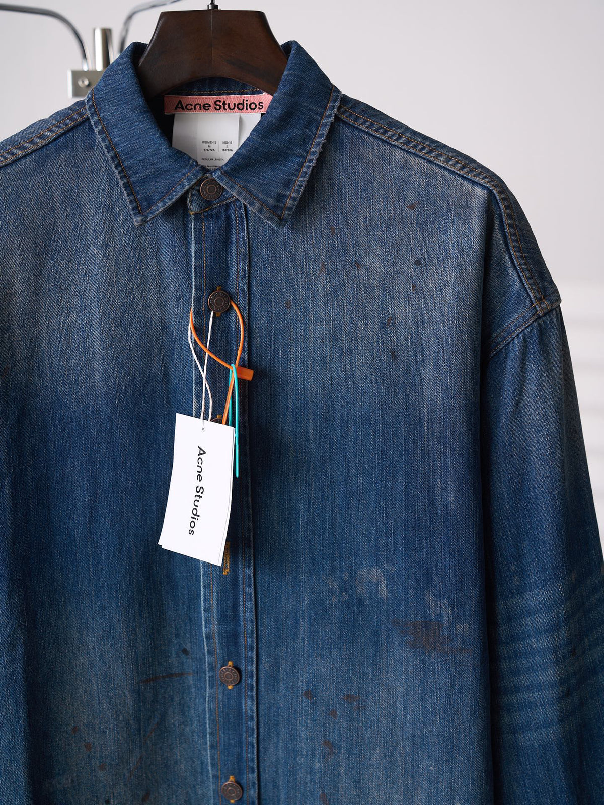 Acne Studios Vintage Distressed Oversized Denim Long‑Sleeve Shirt